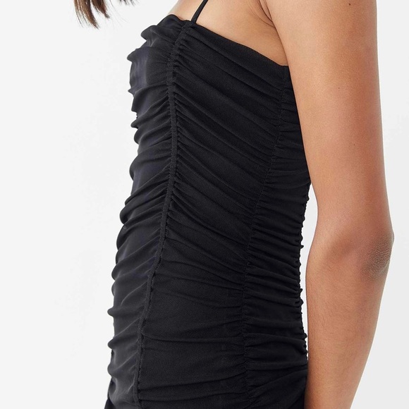 Black Uo Moonbeam Ruched Mesh Dress 